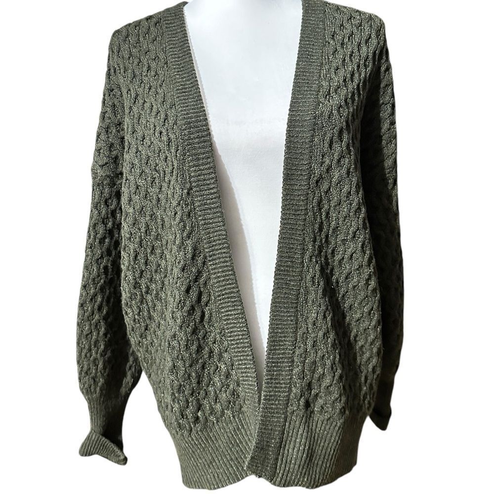 Universal Thread Green Open Front Long Sleeve Swe… - image 2